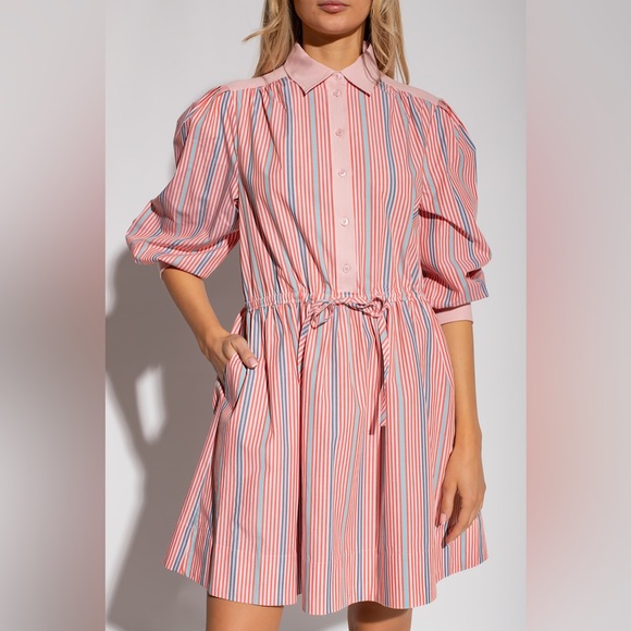 See By Chloe Multicolored Striped Mini Shirt Dress - Picture 1 of 8